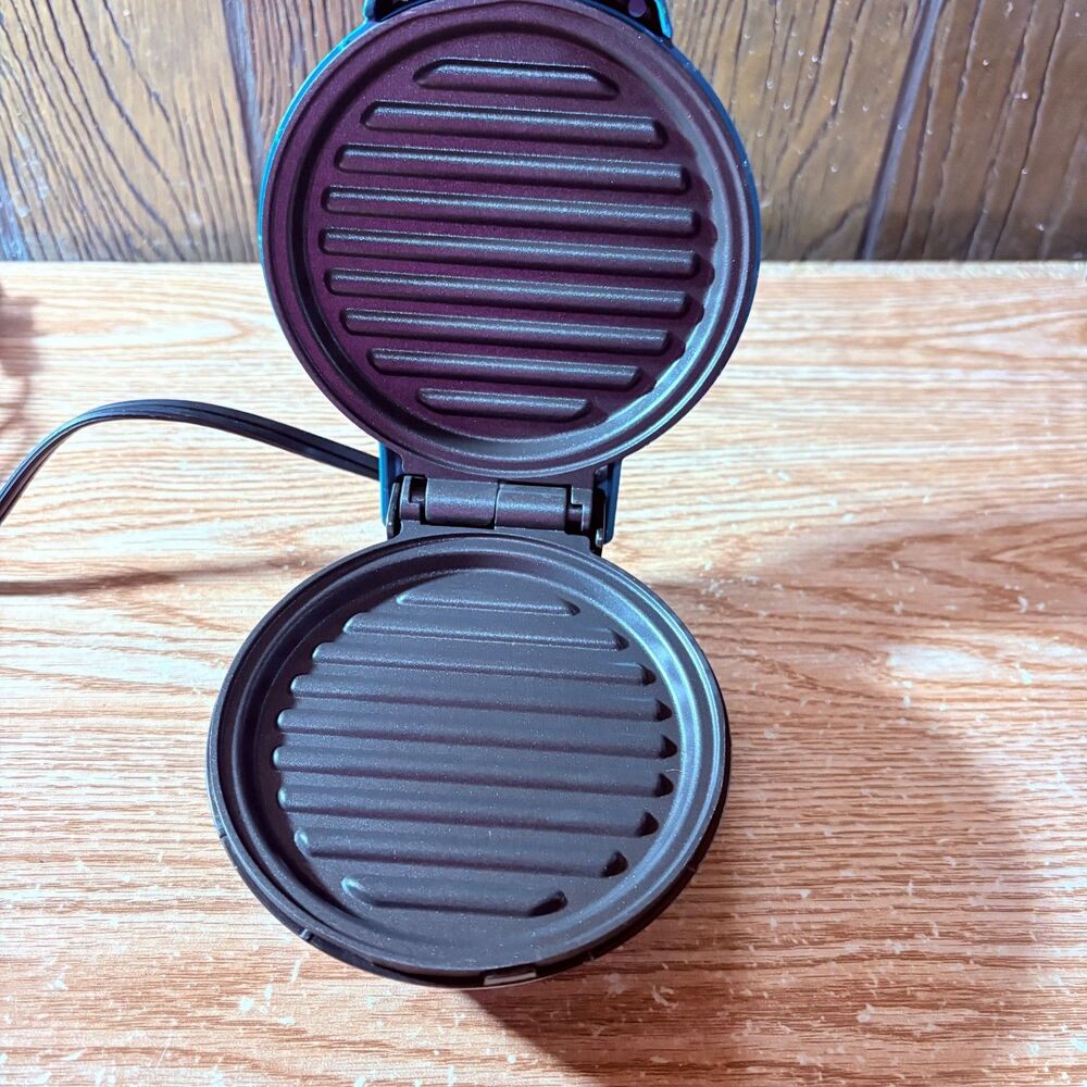 Mini Maker Grill Machine Panini Press 4" Burgers Sliders Sandwiches Blue No Box